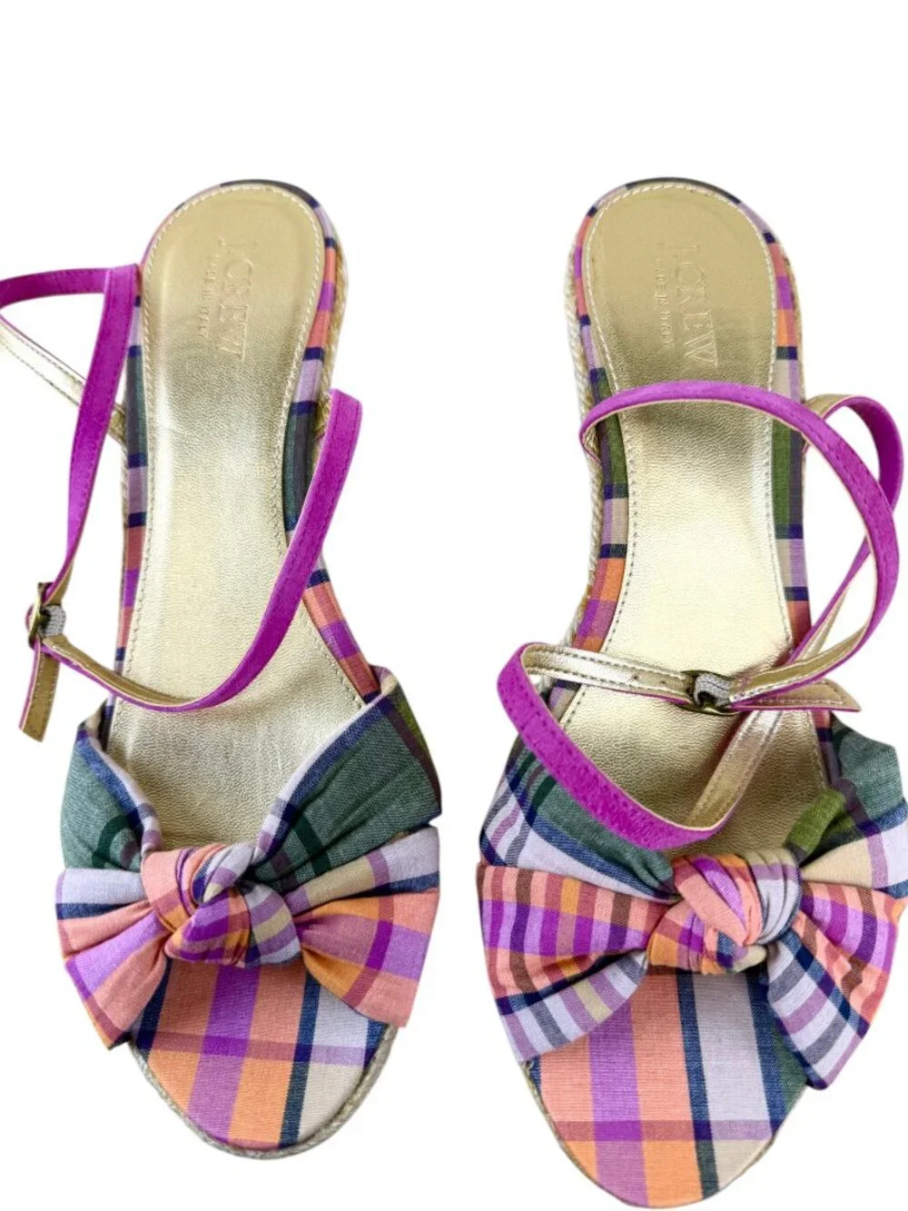 J.Crew Espadrille Wedge Sandals Plaid Madras (10)